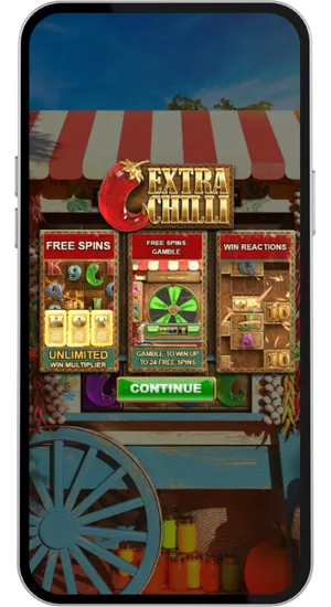 Extra Chilli Megaways schermata di benvenuto con free spin moltiplicatore illimitato e win reactions